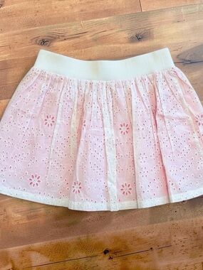 Aeropostale Pink Eyelet Skater Skirt with White Waistband